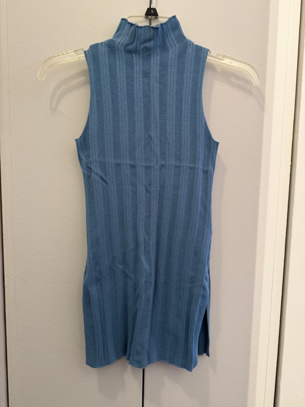 Cotton On Women Sleeveless Ribbed Mock Neck Knit Turtleneck Top - Blue Size XXS